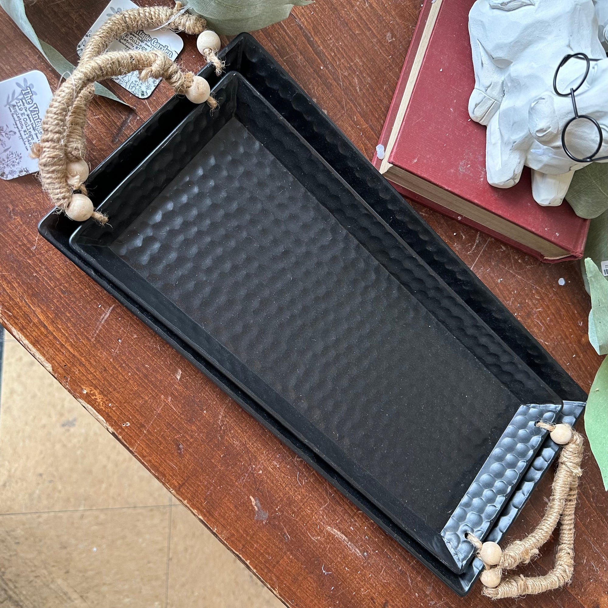 Black Metal Tray | Hammered Metal