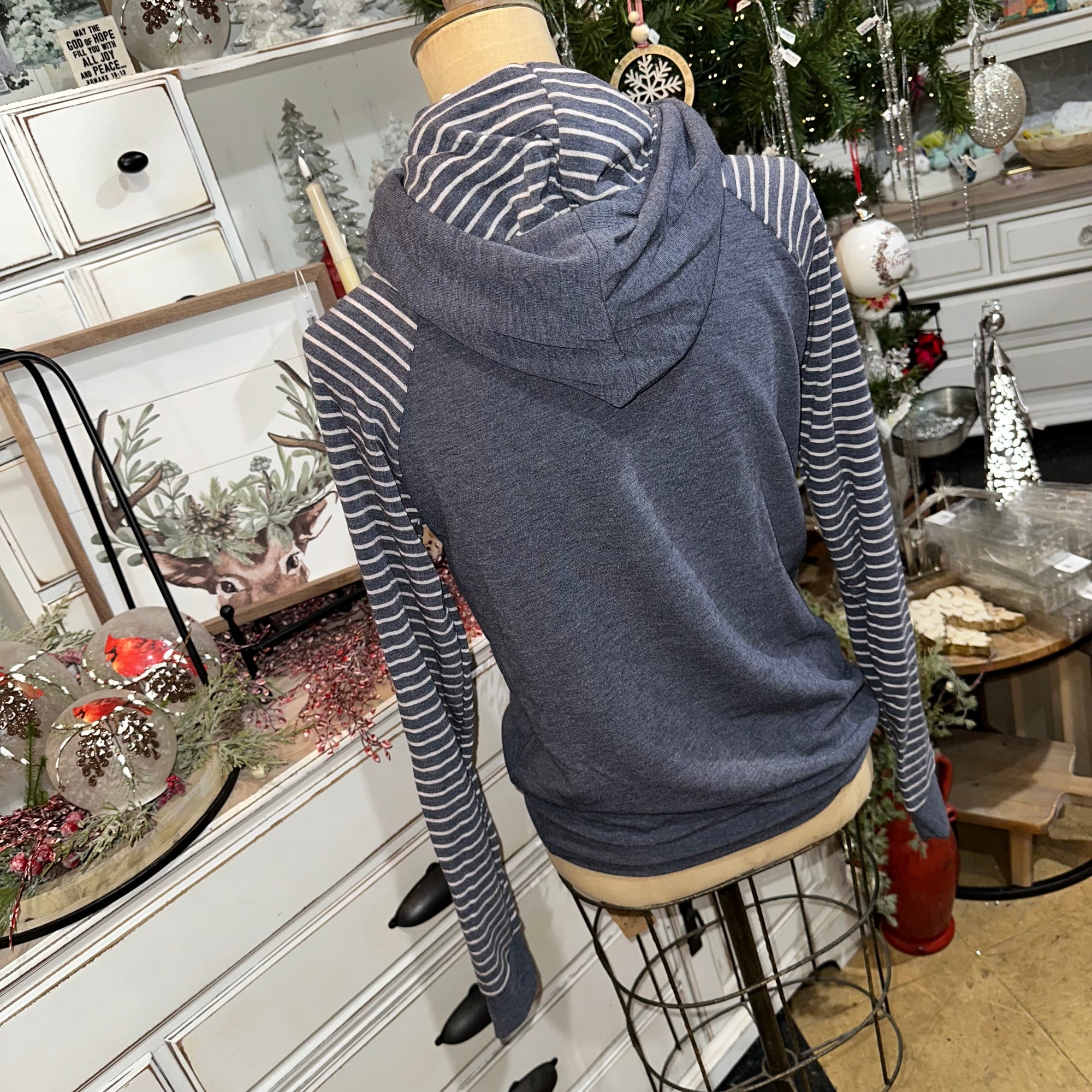 Striped Drawstring Hoodie | Mulberry, Navy, Olive