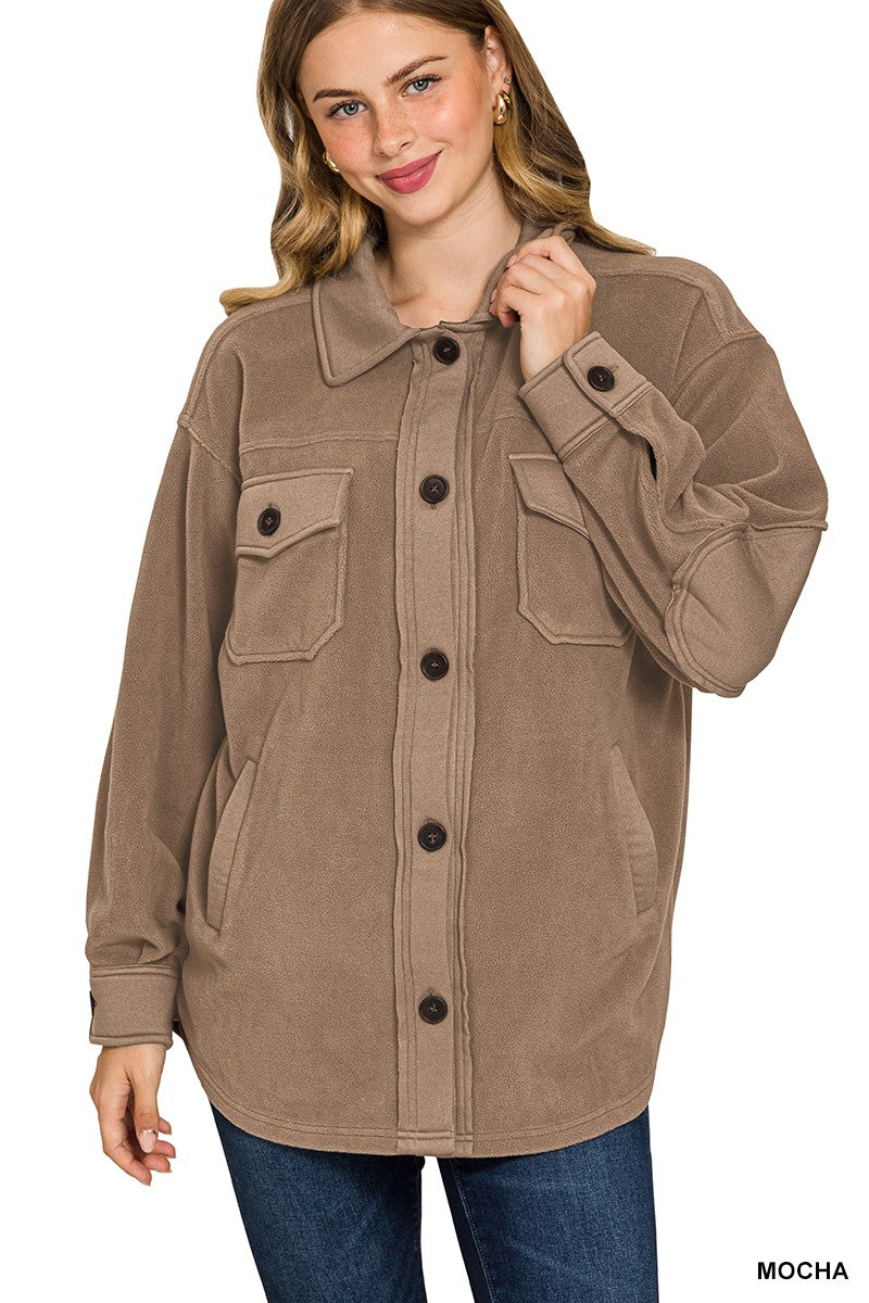 Fleece Button Up | Mocha