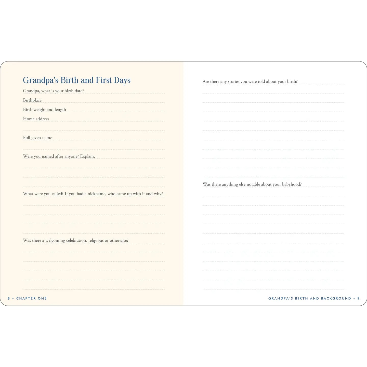 Grandpa's Story | Keepsake Memory Journal