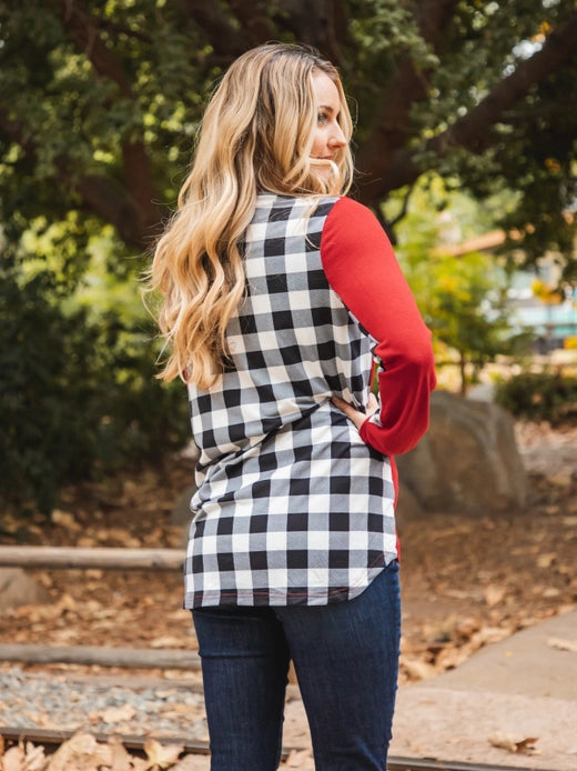 Buffalo Check Back Cardigan | Red Front