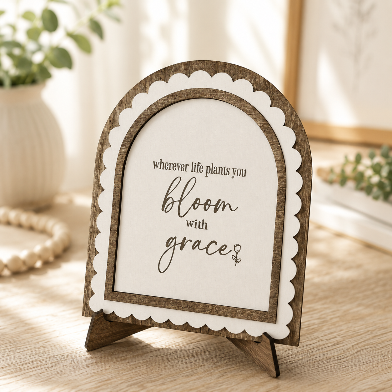 Bloom with Grace Arch Sign | Inspirational Encouragement Gift
