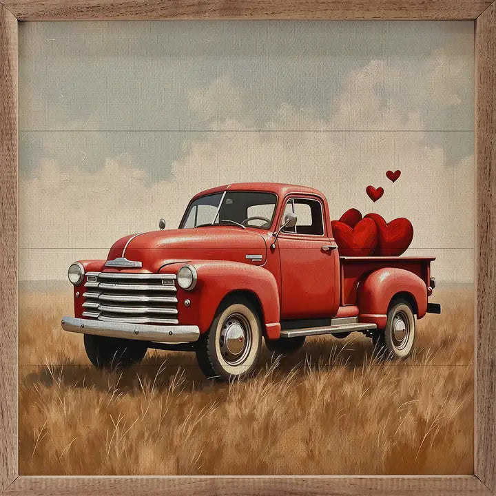 Loads of Hearts | Red Truck | Wall Art