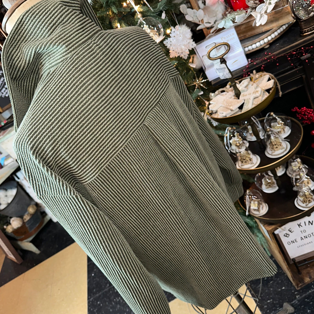 Ribbed Button-Up | Olive