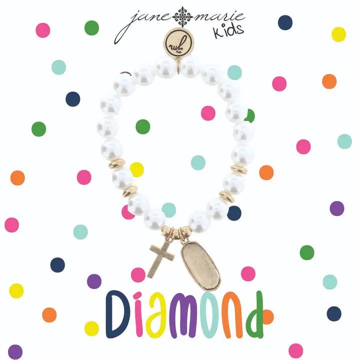 Birthstone, Pearl & Cross | Bracelet | Child's