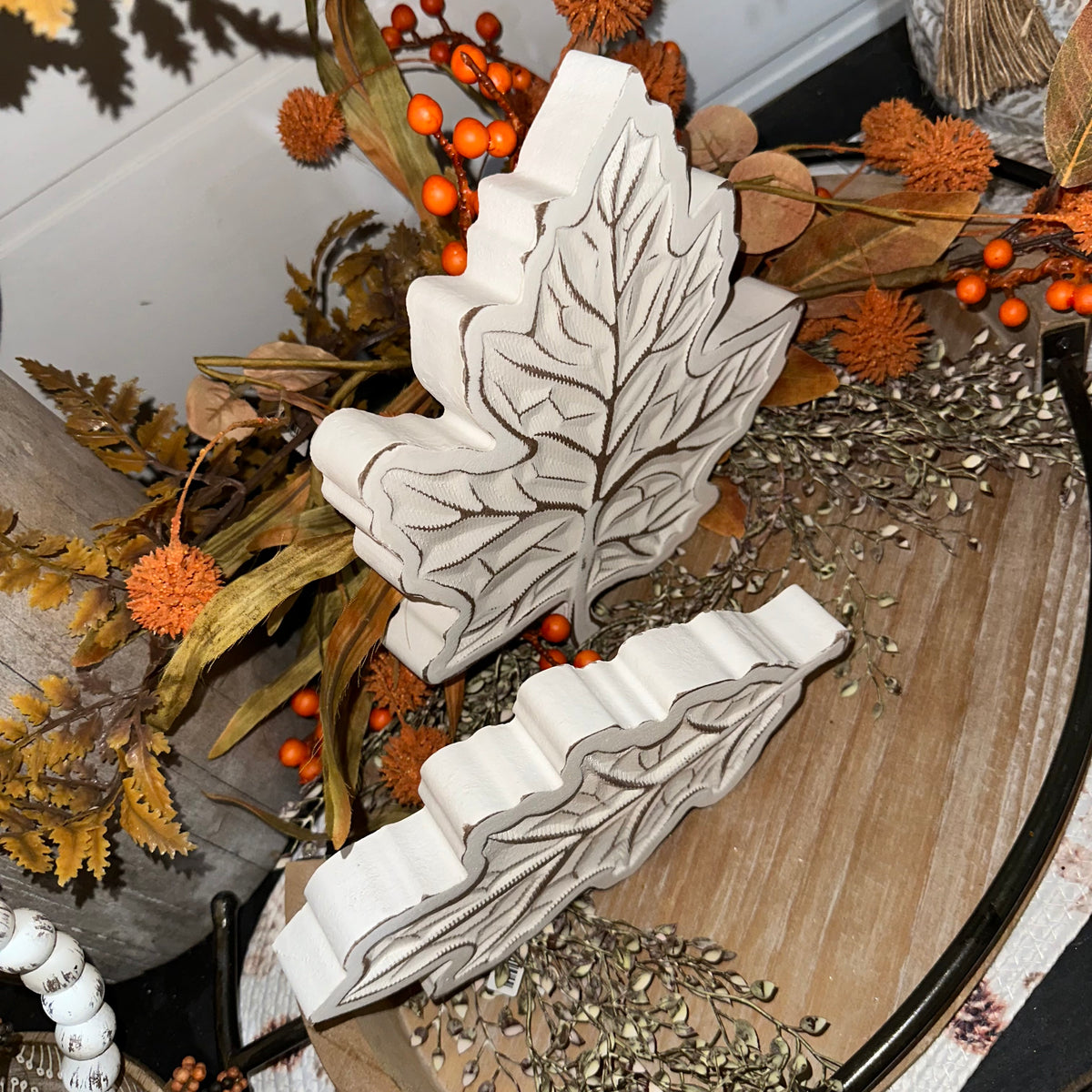Carved Wood Harvest Leaf
