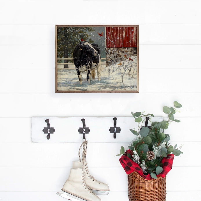 Winter Cow &amp; Barn | Wall Art