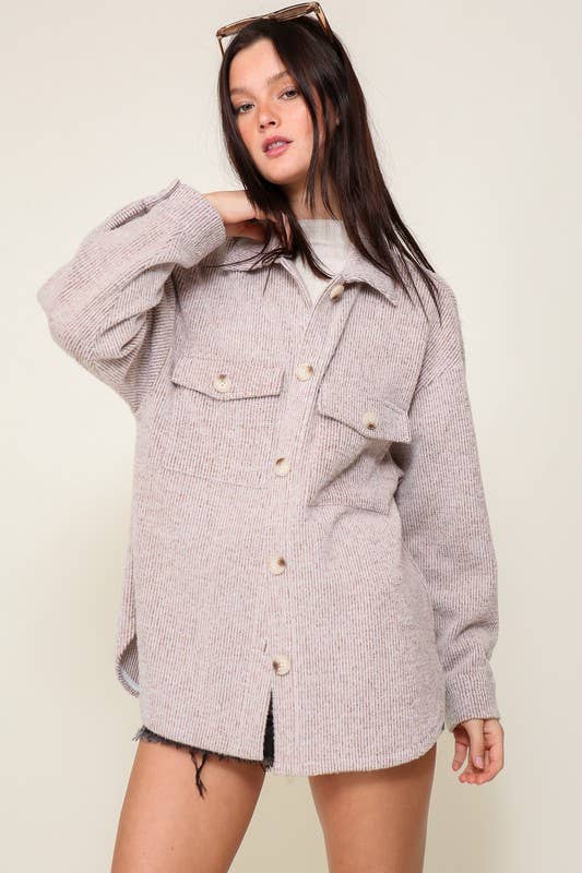 Soft, Brushed Waffle Button Up | Oatmeal