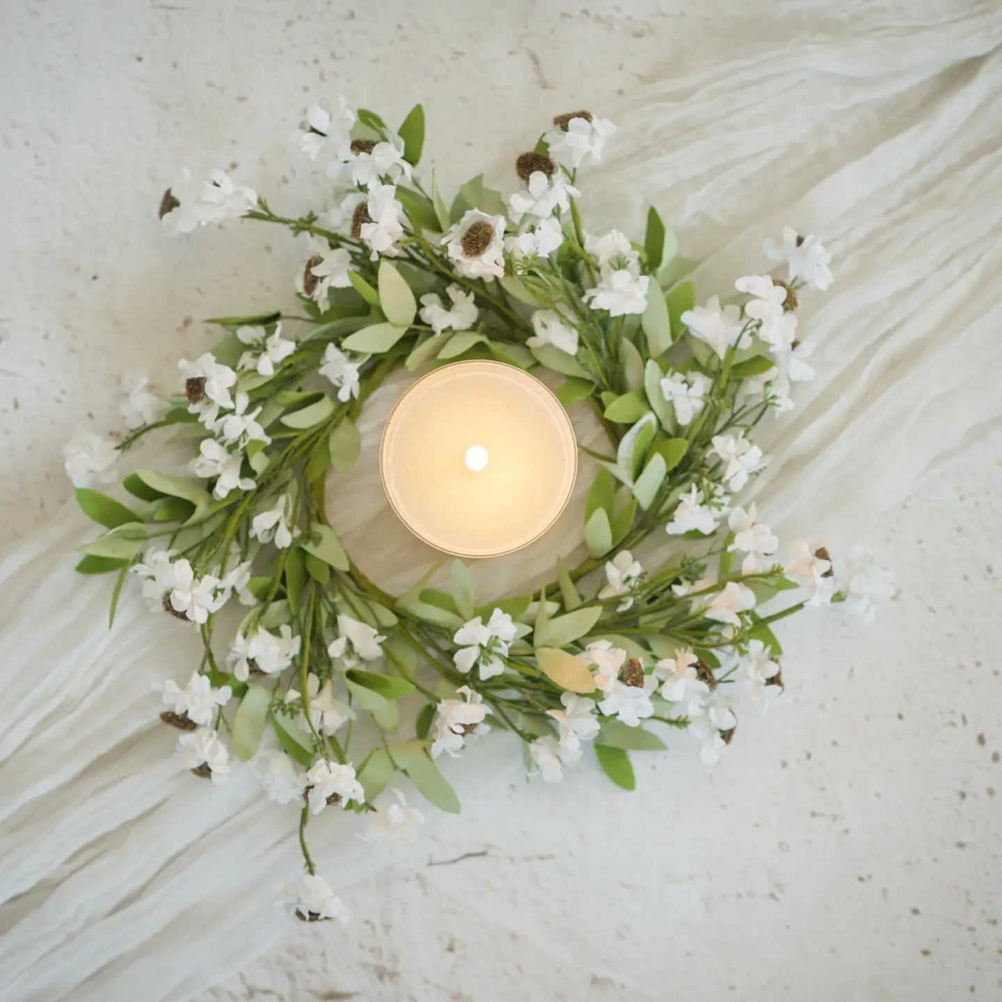Cream Mini Daisy Candle Ring | 12"