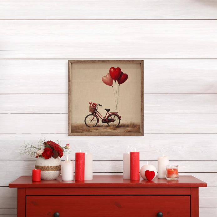 Red Valentine&#39;s Heart Bike | Wall Art