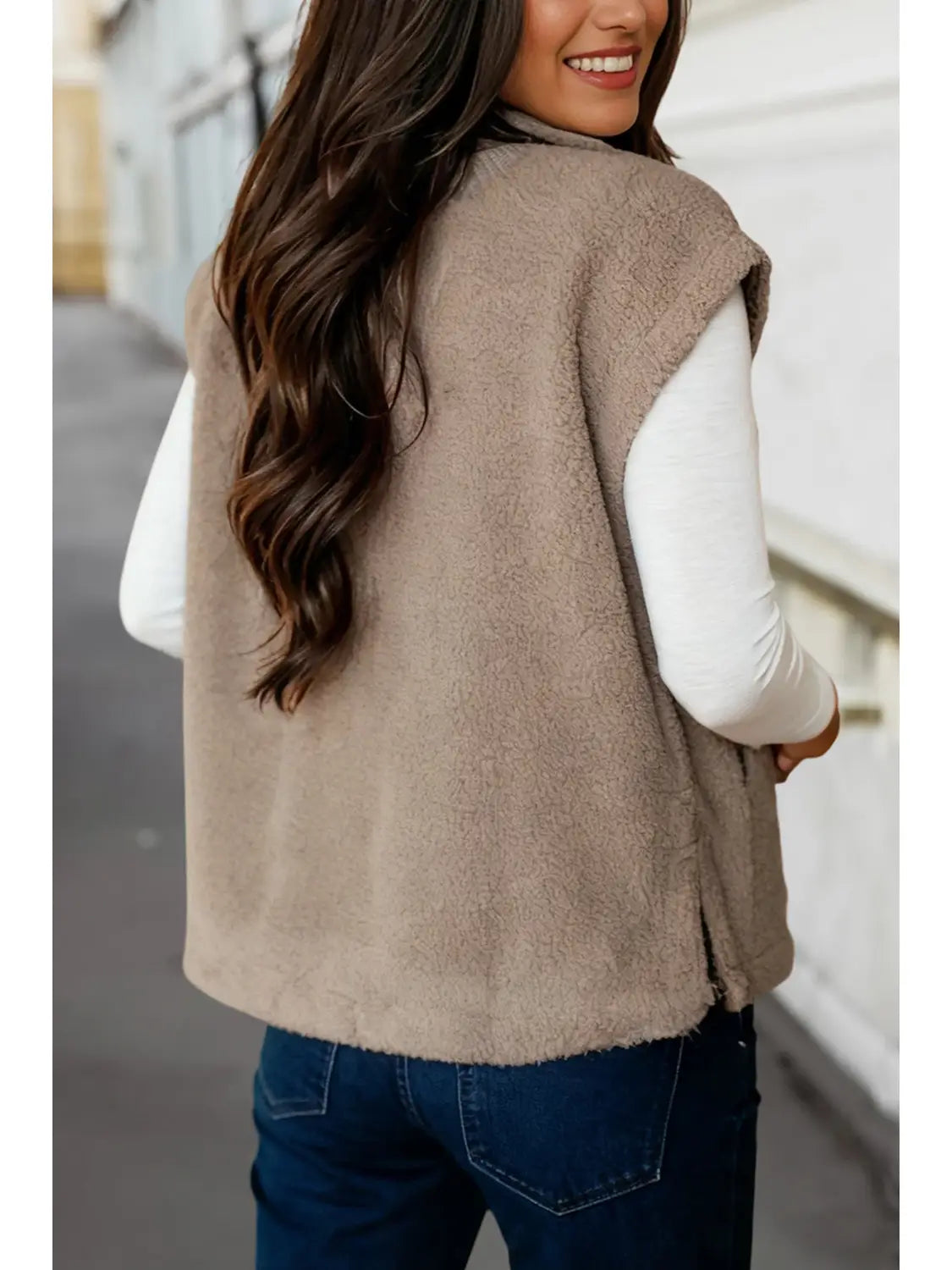 Soft Florals Fleece Vest | Mocha