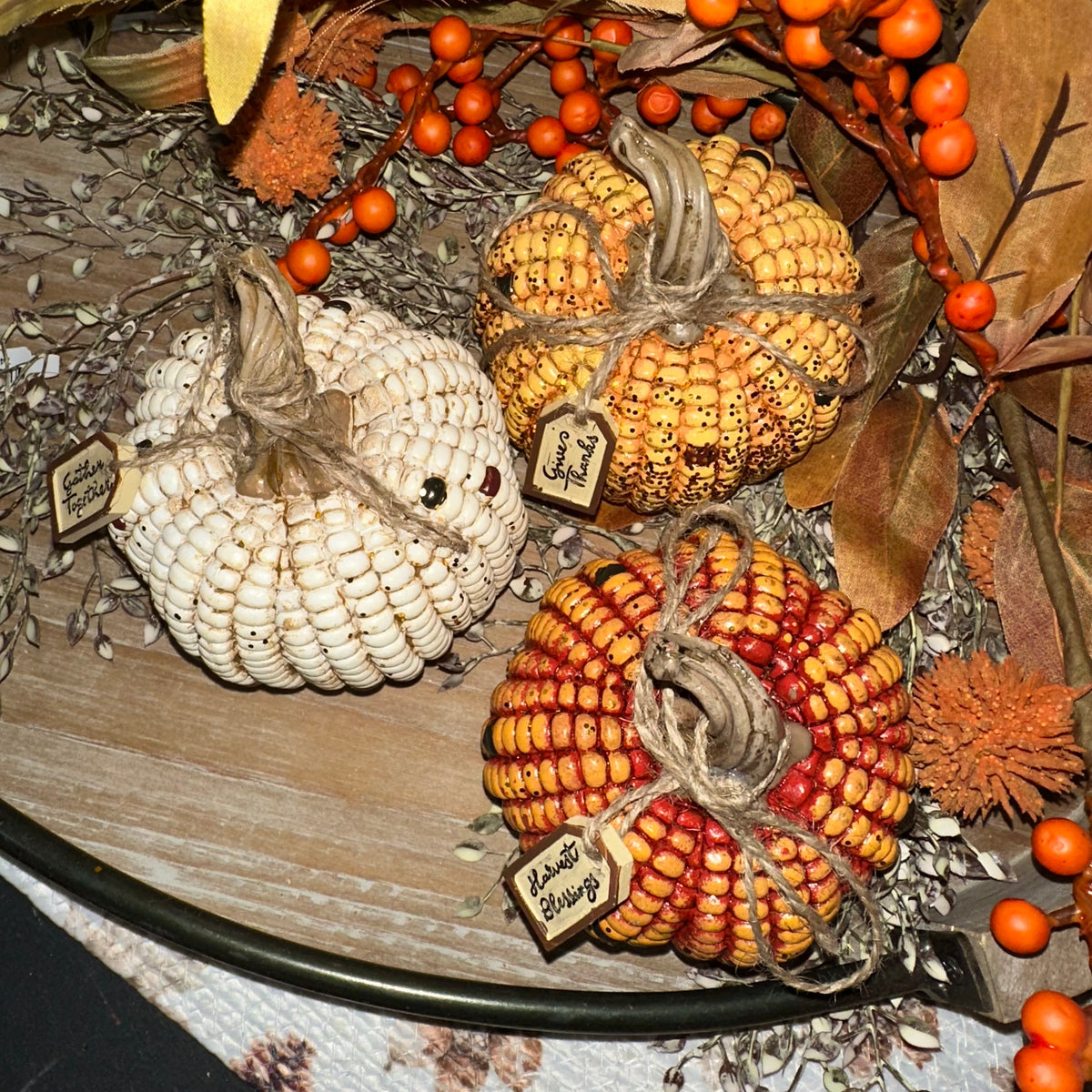 Harvest Sentiment Corn Kernal Pumpkin