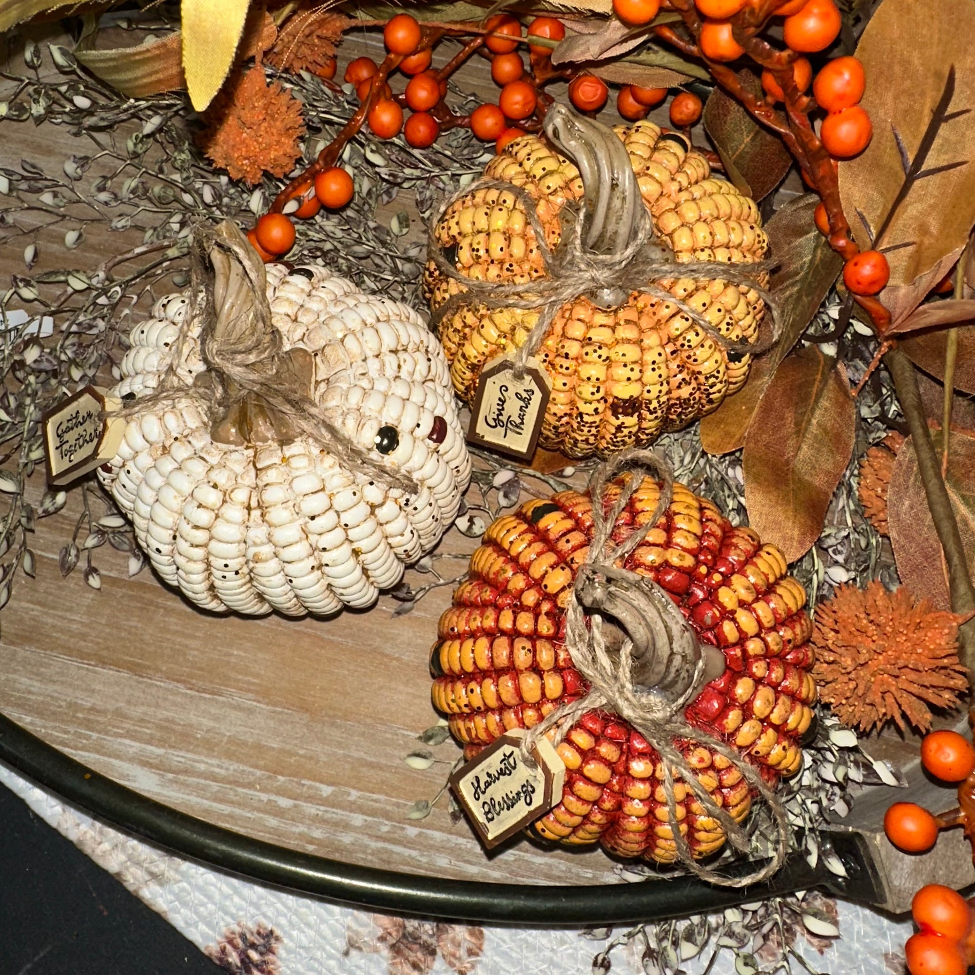 Harvest Sentiment Corn Kernal Pumpkin