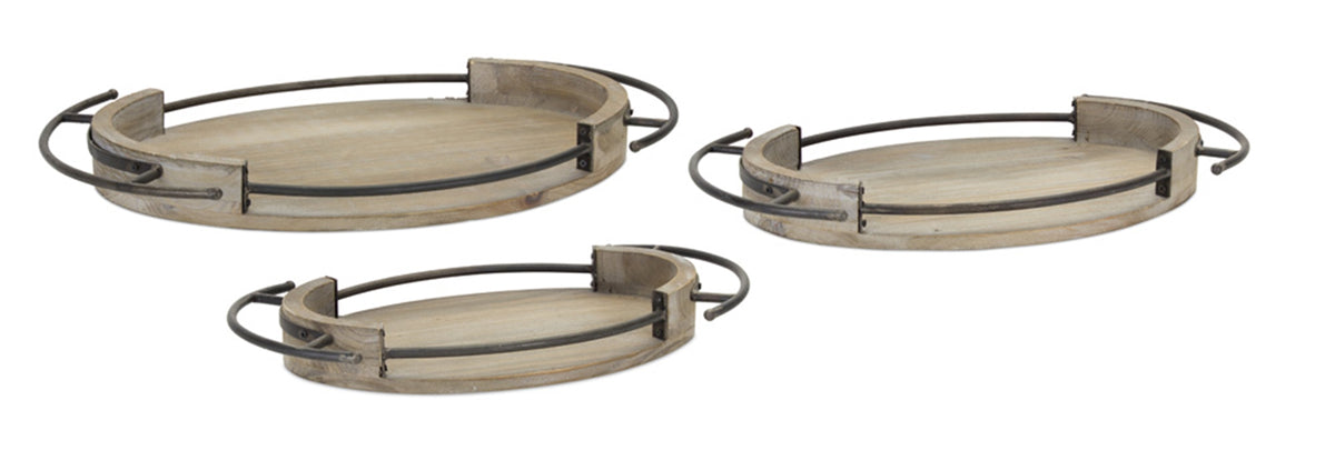 Industrial Wood &amp; Metal Tray | Oval