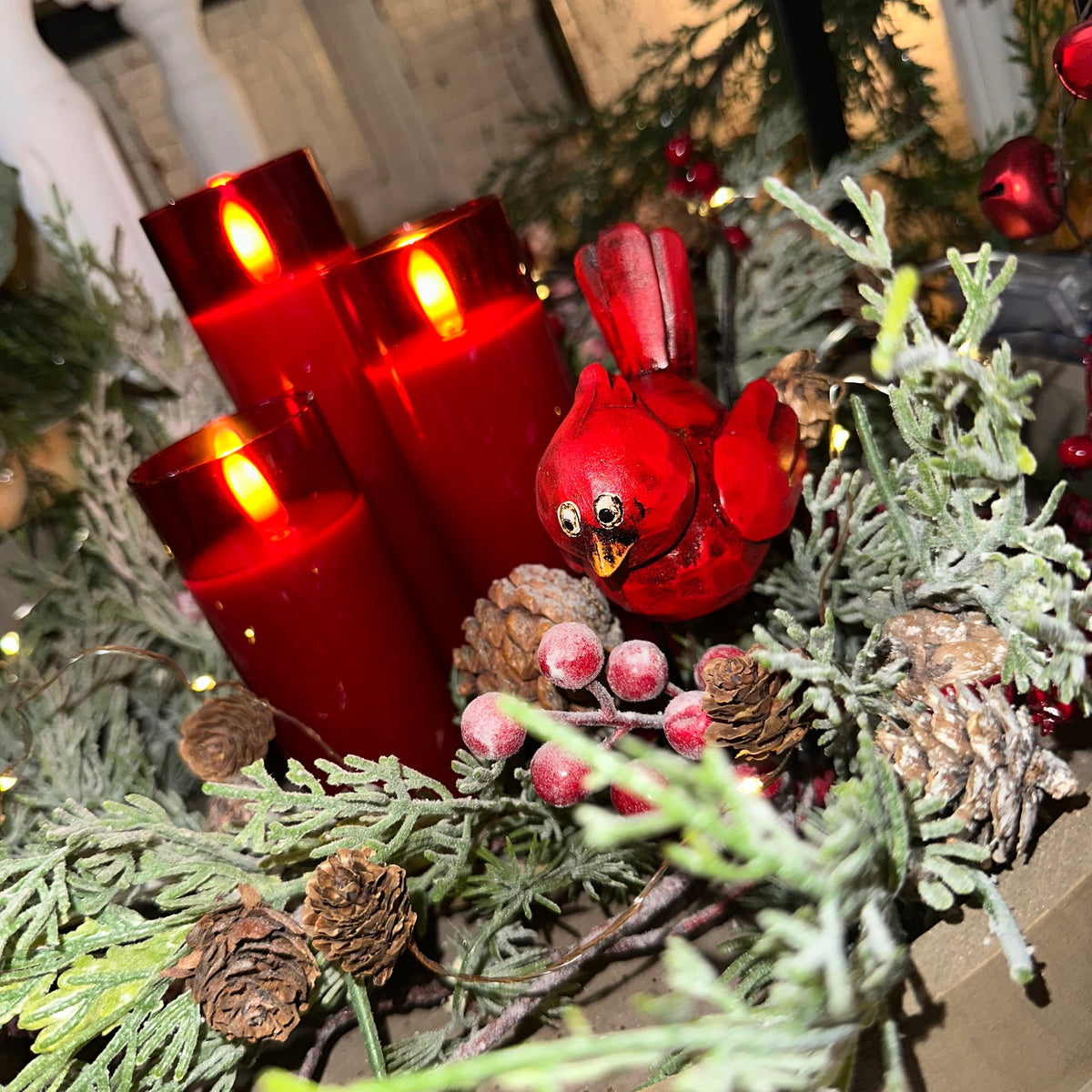 Red Glass Candle | Battery Operated