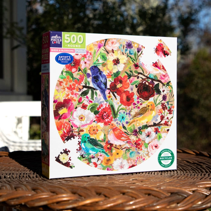 Birds and Blossoms | 500 Piece Round Puzzle