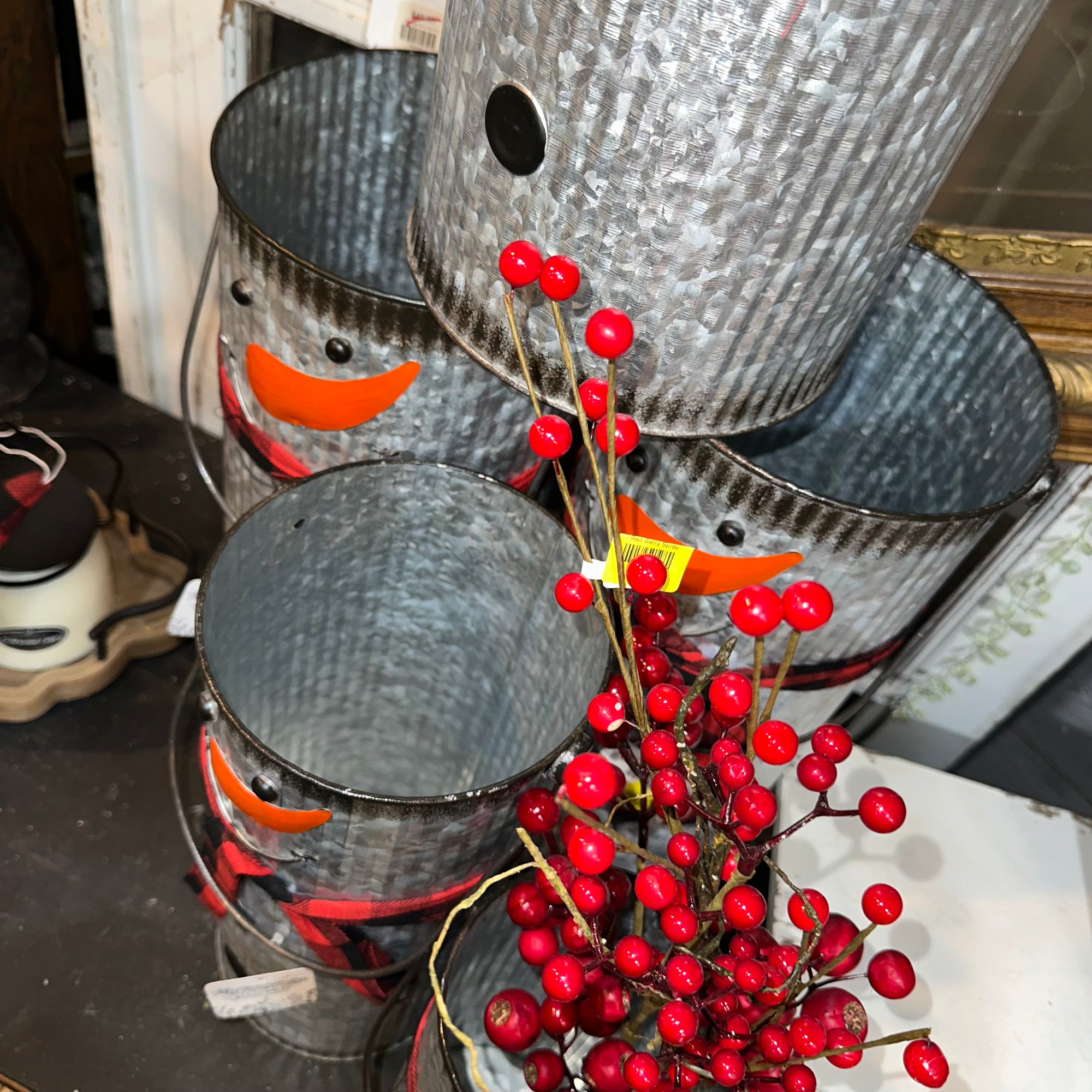 Snowman Pail with Scarf