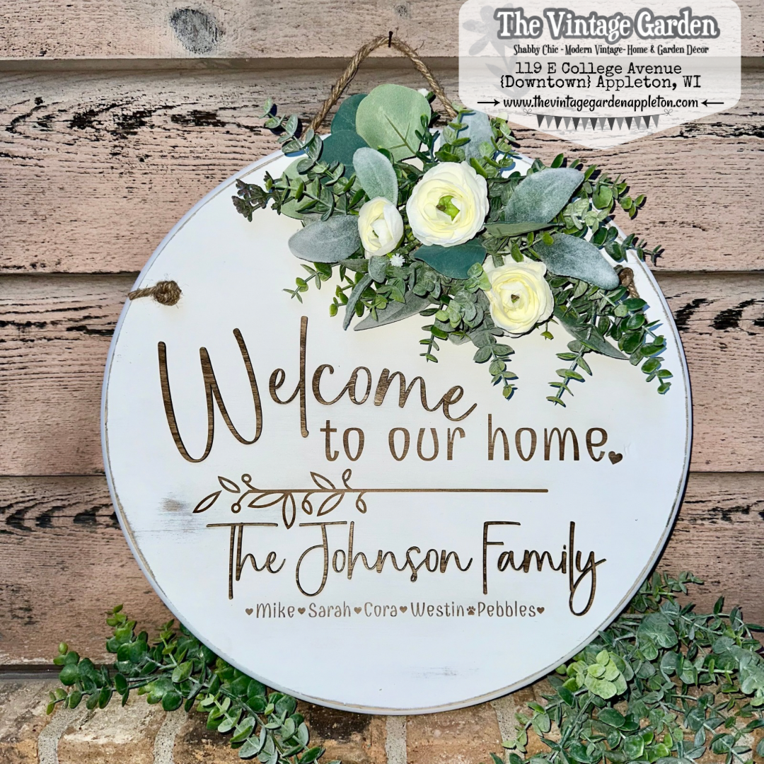 Family &amp; Established Date Sign with Greens | Custom Sign