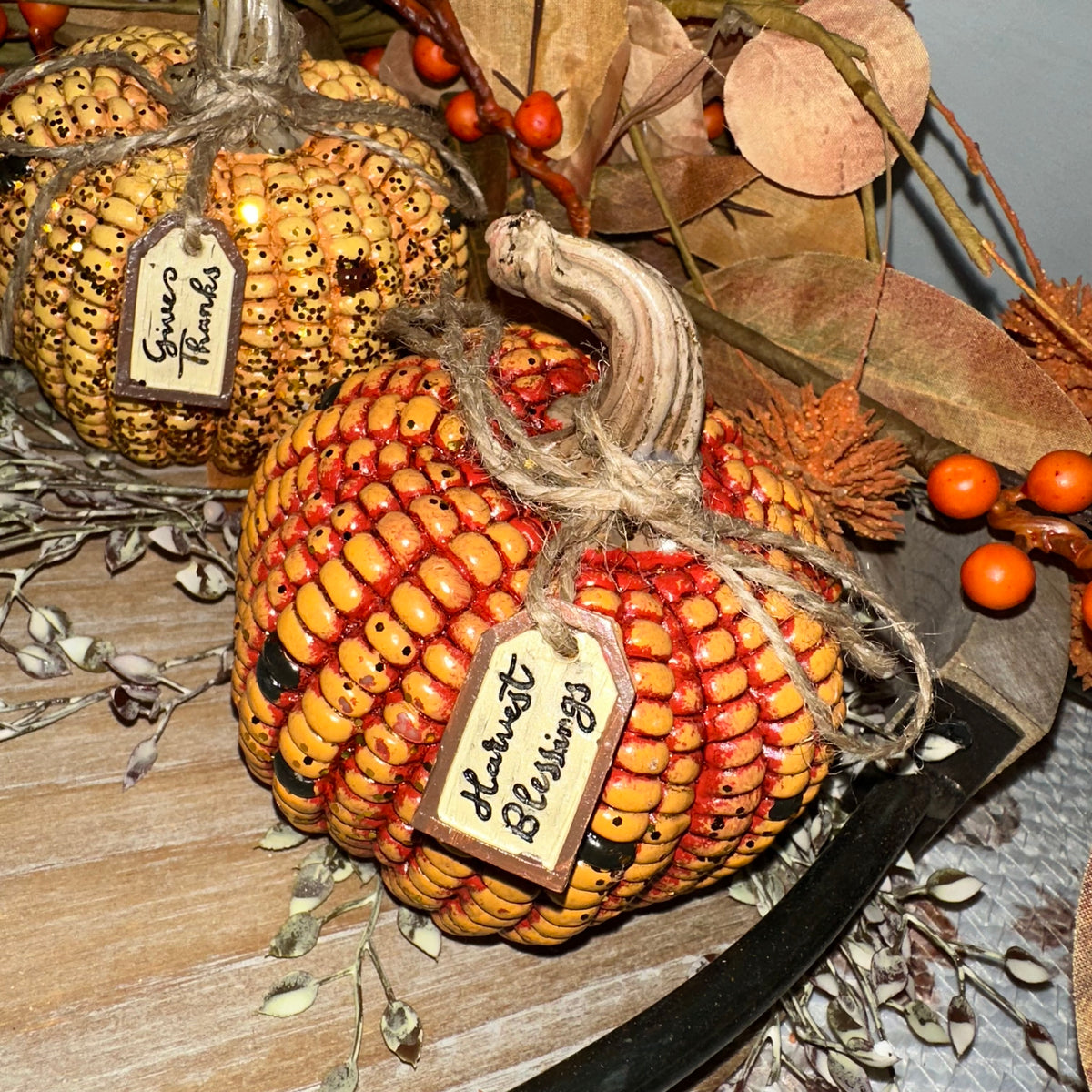 Harvest Sentiment Corn Kernal Pumpkin