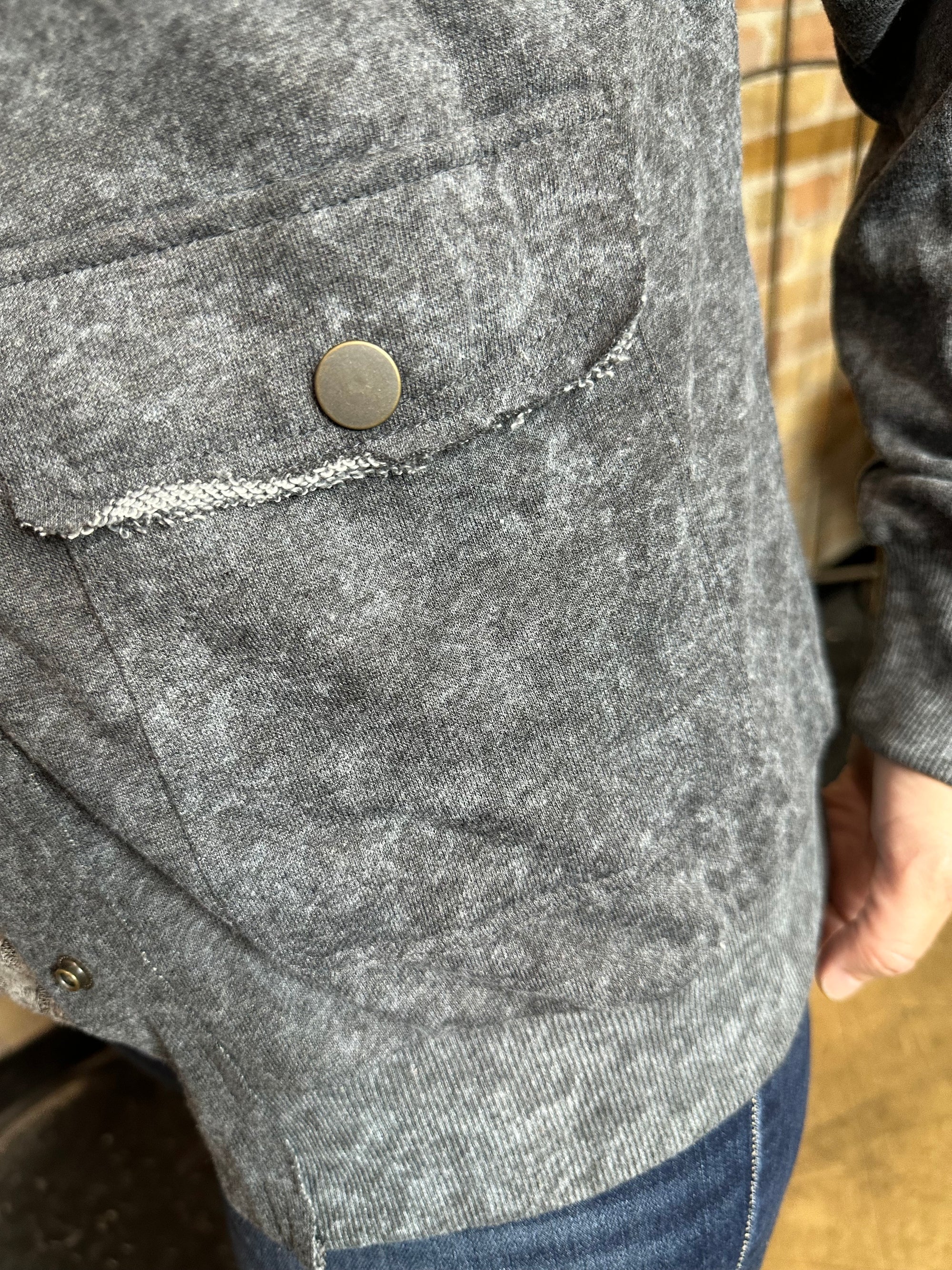 Washed Charcoal Button-Up | Snap Buttons