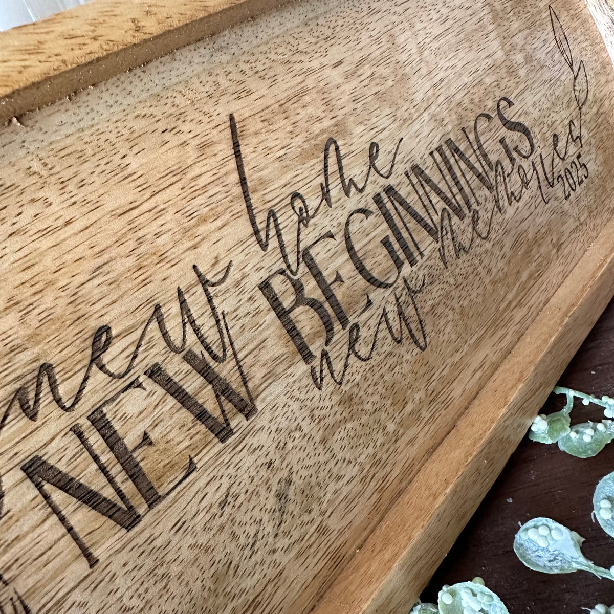 New Home, New Beginnings | Wood Tray