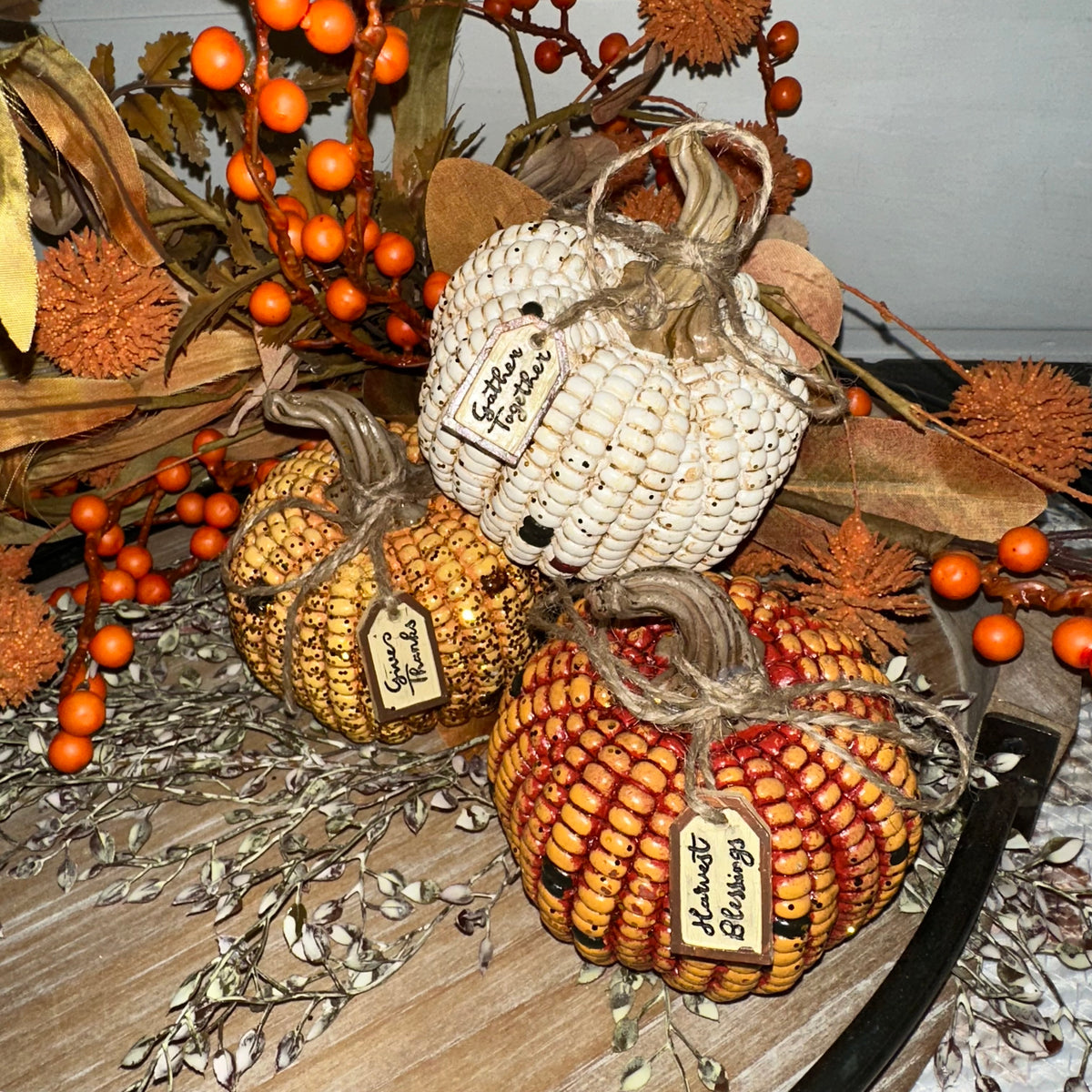 Harvest Sentiment Corn Kernal Pumpkin