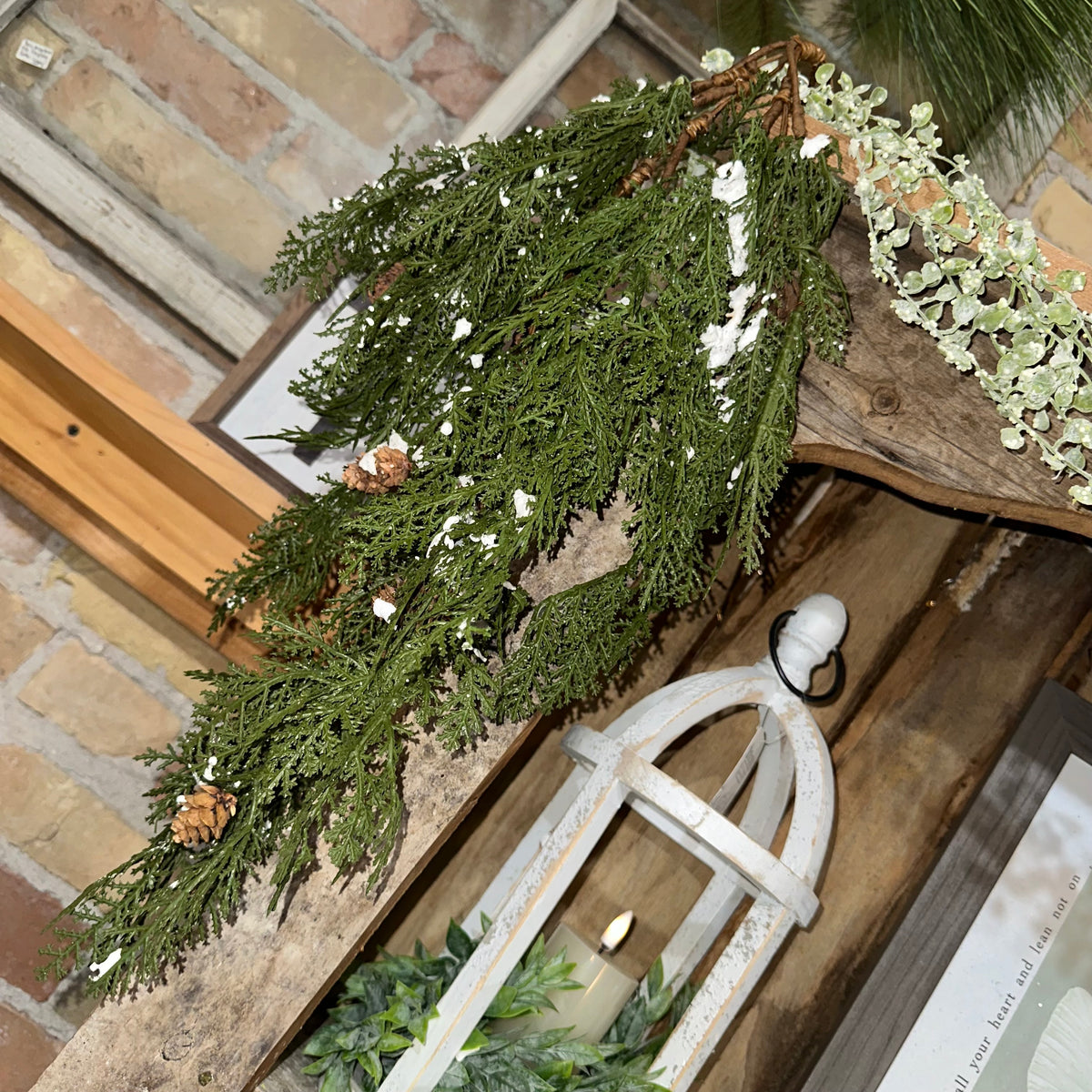 Snowy Cedar Pine Draping Swag | Soft Touch