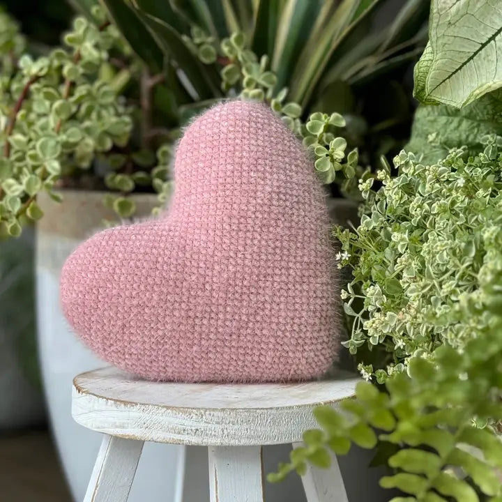 Fuzzy Heart Mini Pillow | Pink