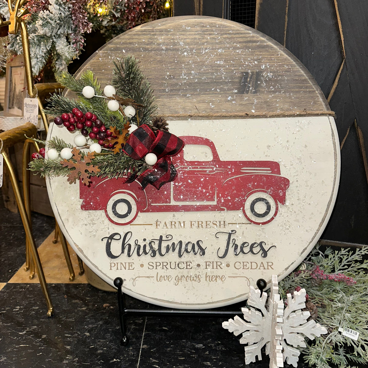 Red Truck | Fresh Cut Christmas Trees | 18&quot; Handmade Sign