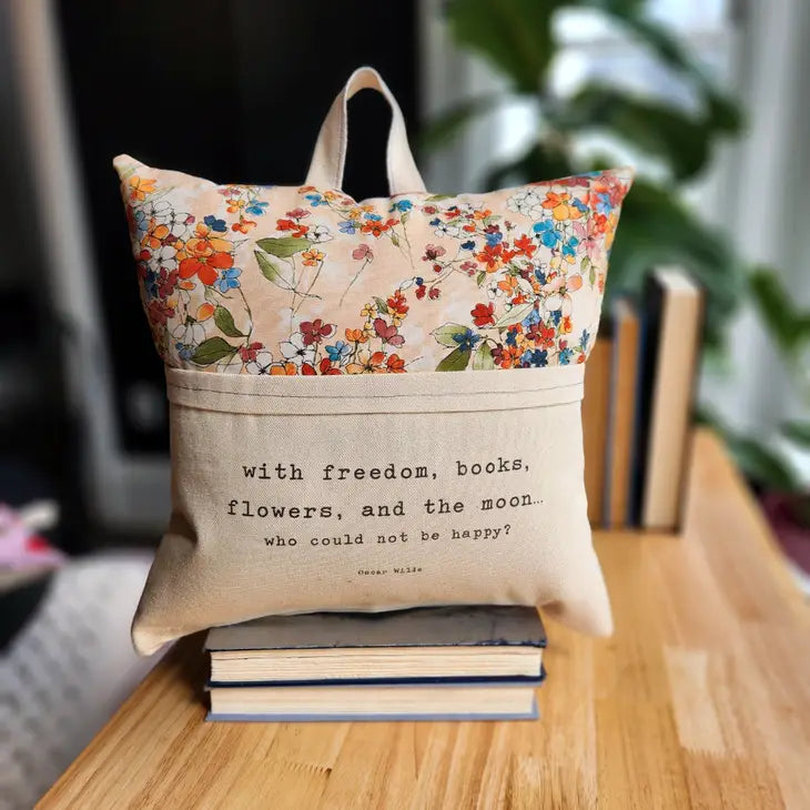 With freedom, books, flowers, and the moon... | Reading Pocket Pillow