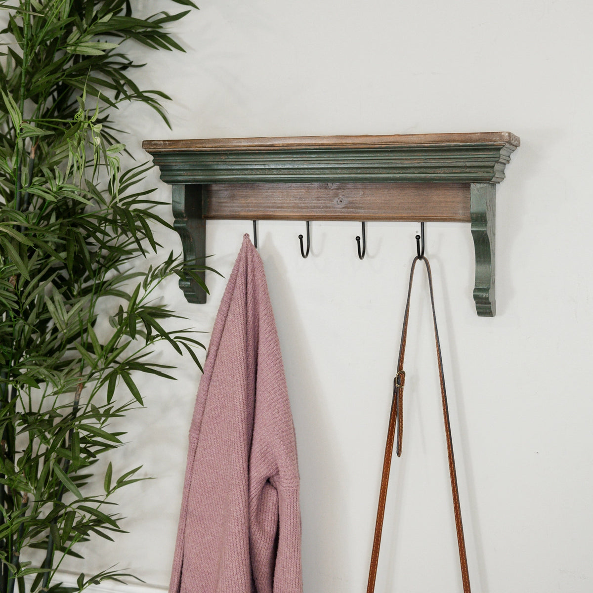 Primitive Shelf with Hooks