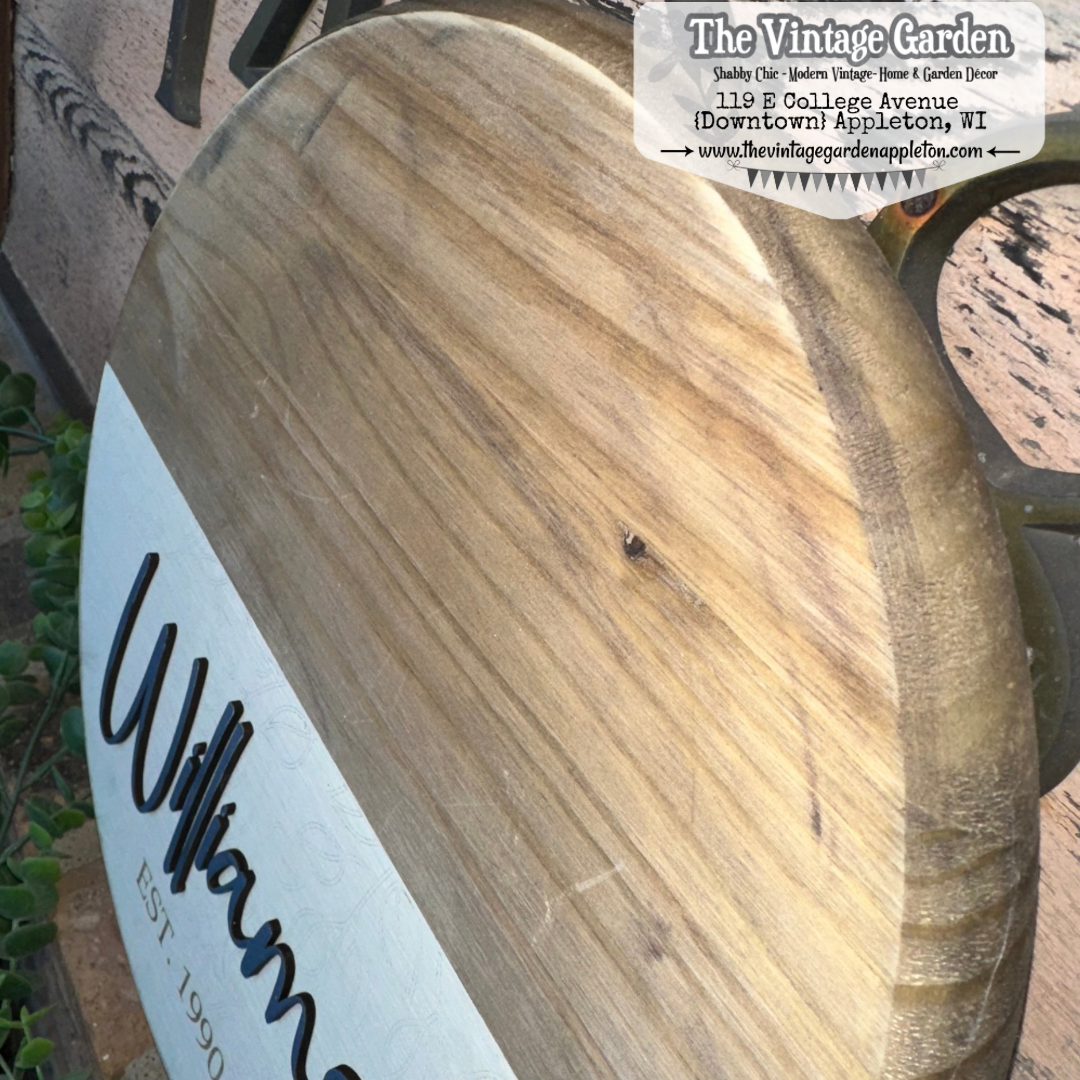 Monogrammed Family & Established Date Sign | Leaves | Custom Sign