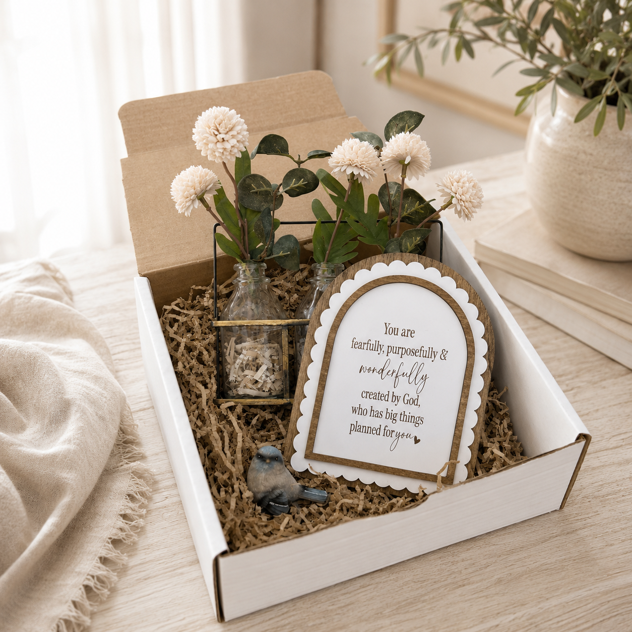 Fearfully & Wonderfully Made Sign | Christian Gift for Girls | Handmade Wood Arch