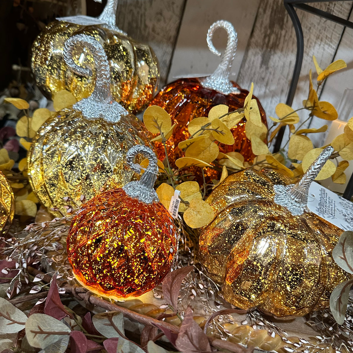 Lighted Pumpkin | Handblown Mercury Glass