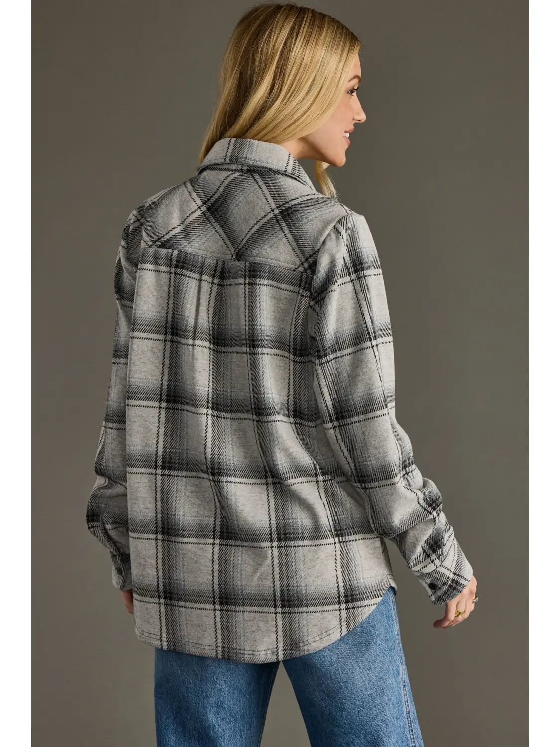 Plaid Button Up | Light Gray & Black