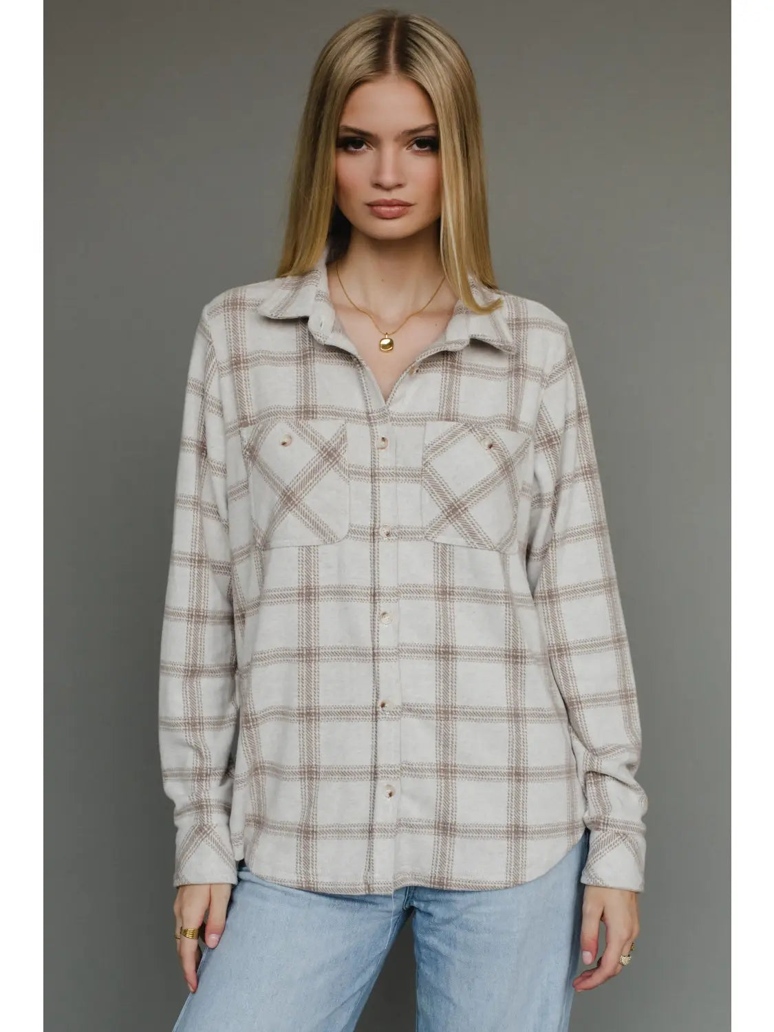 Plaid Button Up | Light Tan