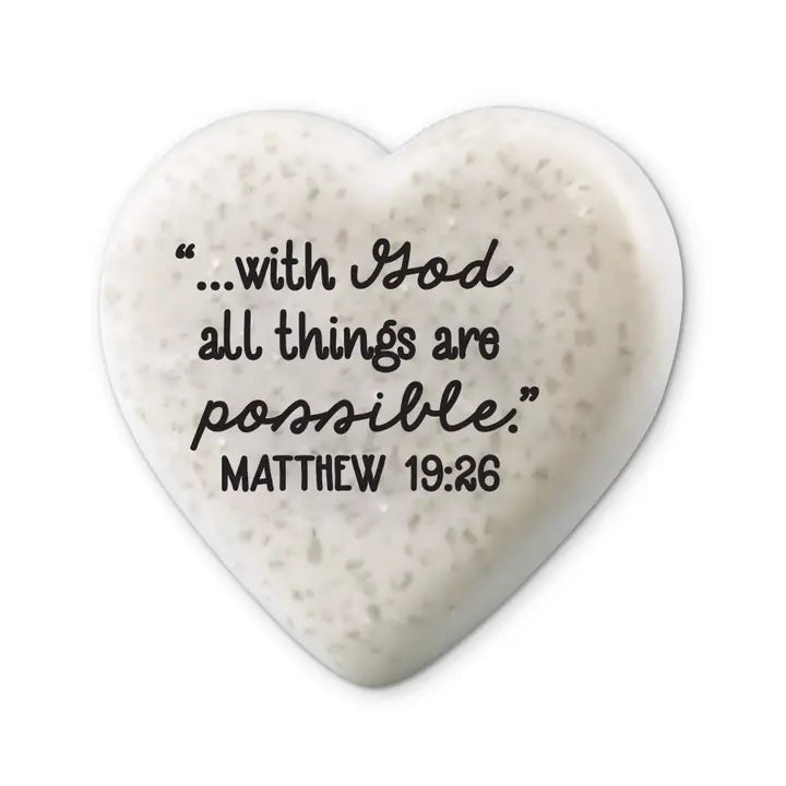 With God All Things Are Possible | Scripture Stone Heart