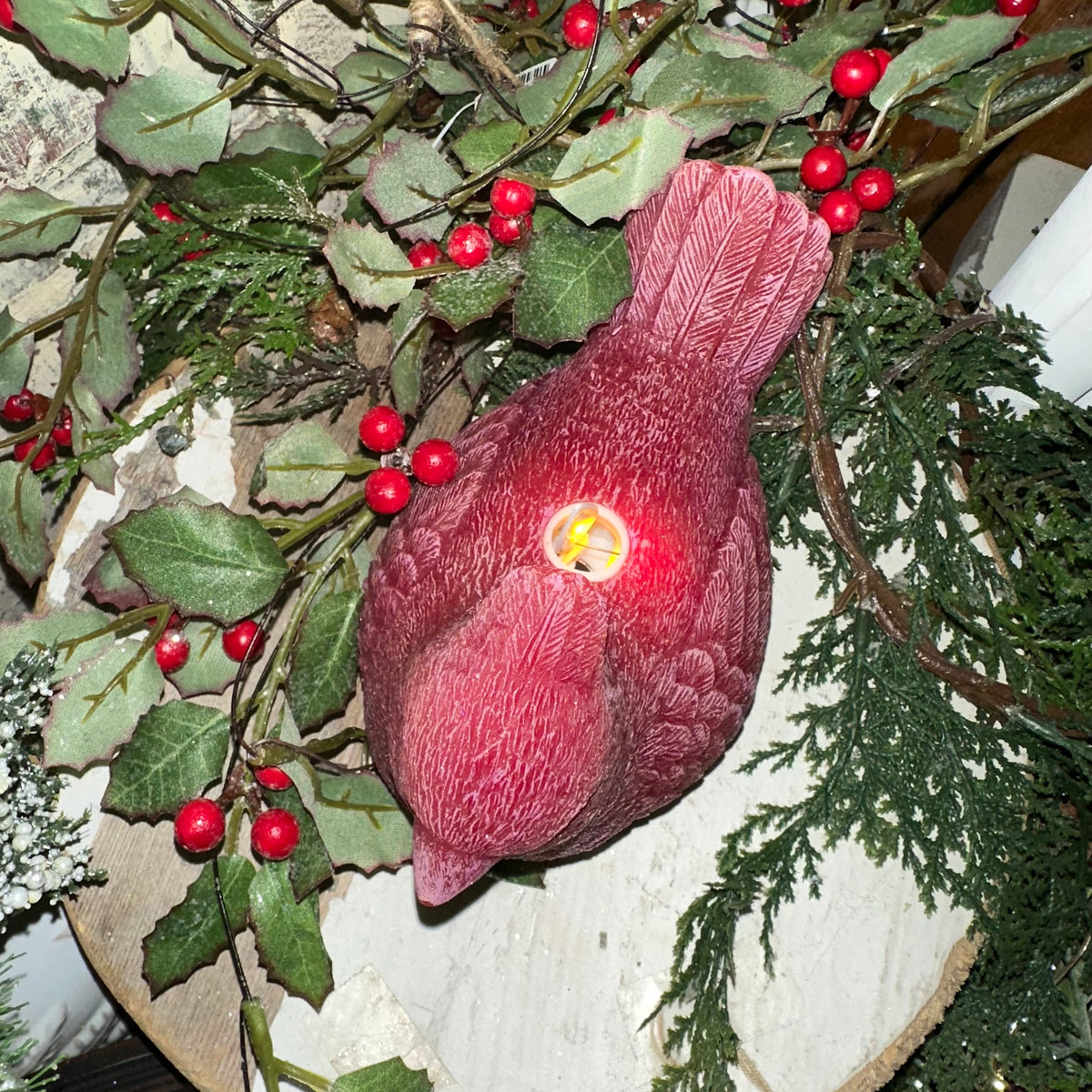 Cardinal Candle | Flicker Flame | Battery Operated