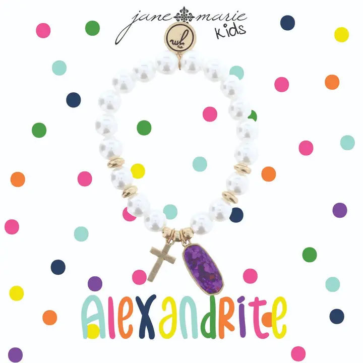 Birthstone, Pearl & Cross | Bracelet | Child's