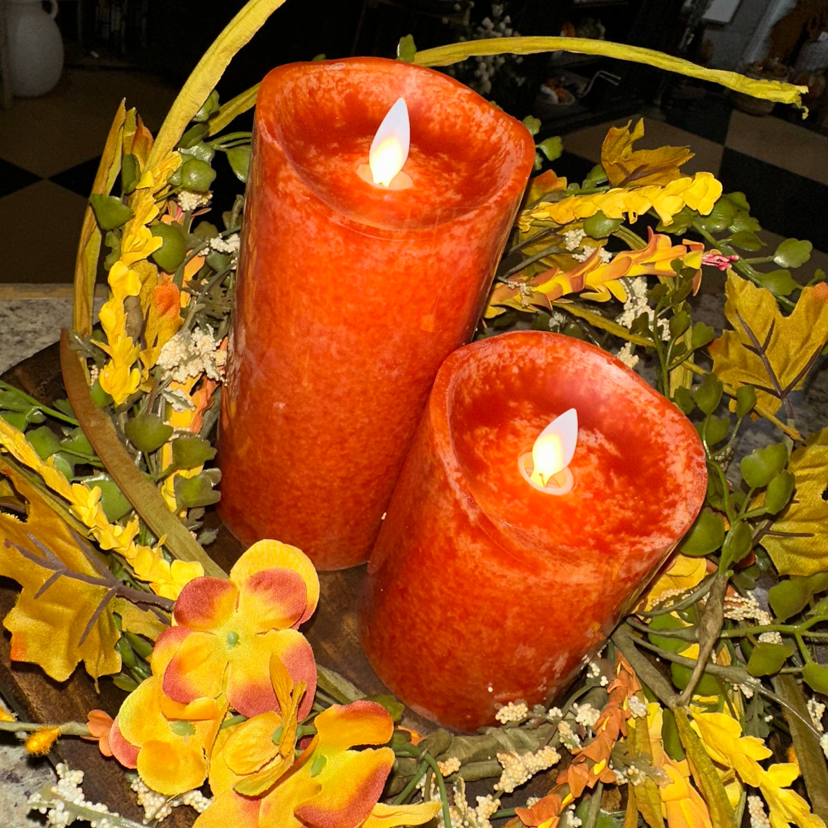 Wax Dipped Candle | Dark Pumpkin | Battery Operated