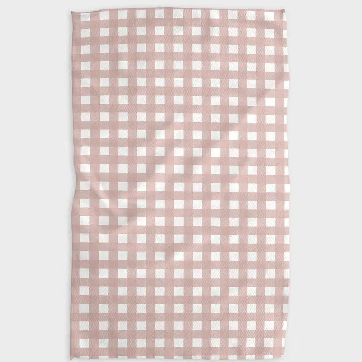 Geometry Kitchen Tea Towel | Dusty Rose Check