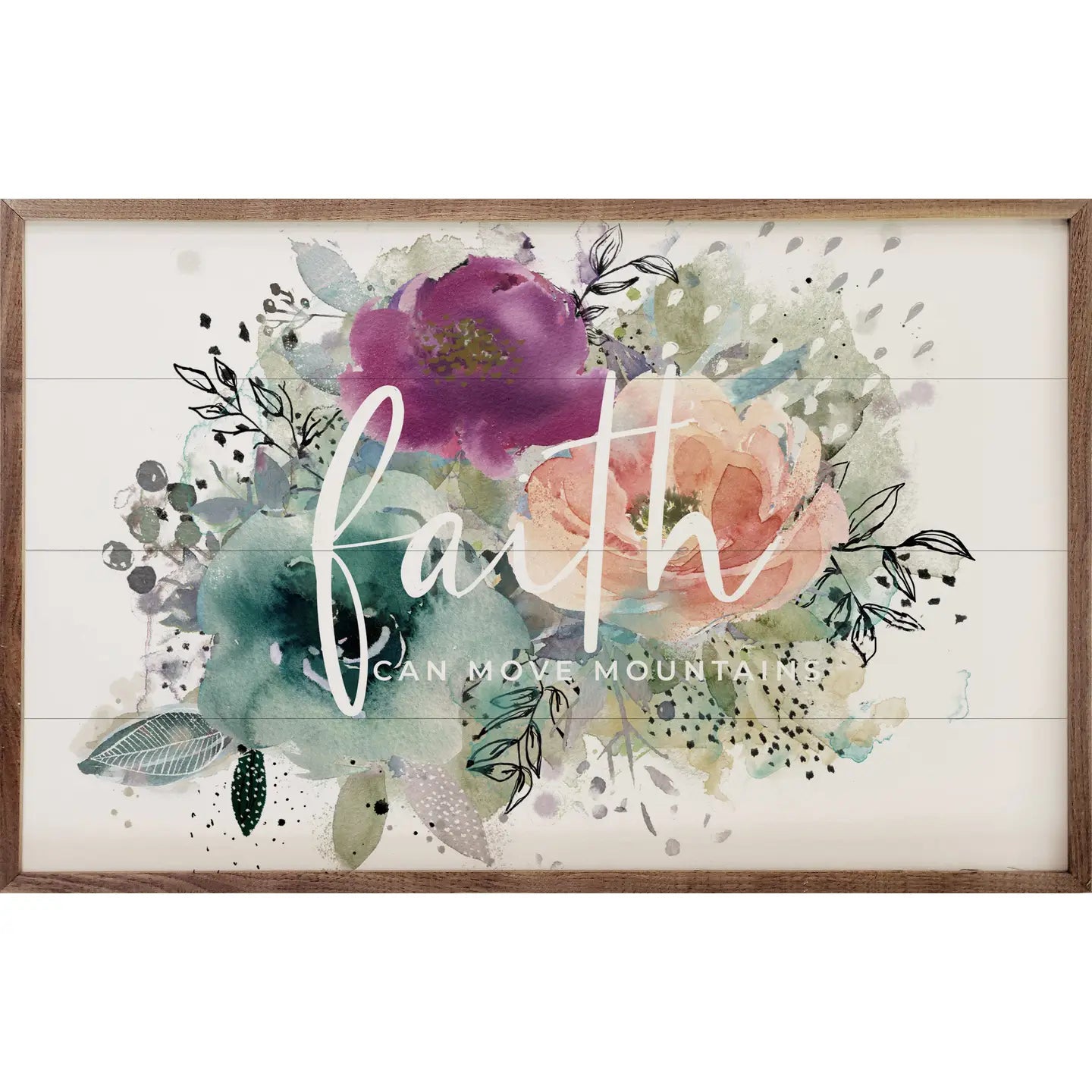 Faith Can Move Mountains Watercolor Florals | Wall Art