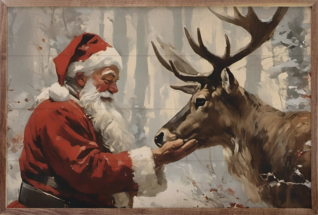 Santa with Reindeer | Wall Art