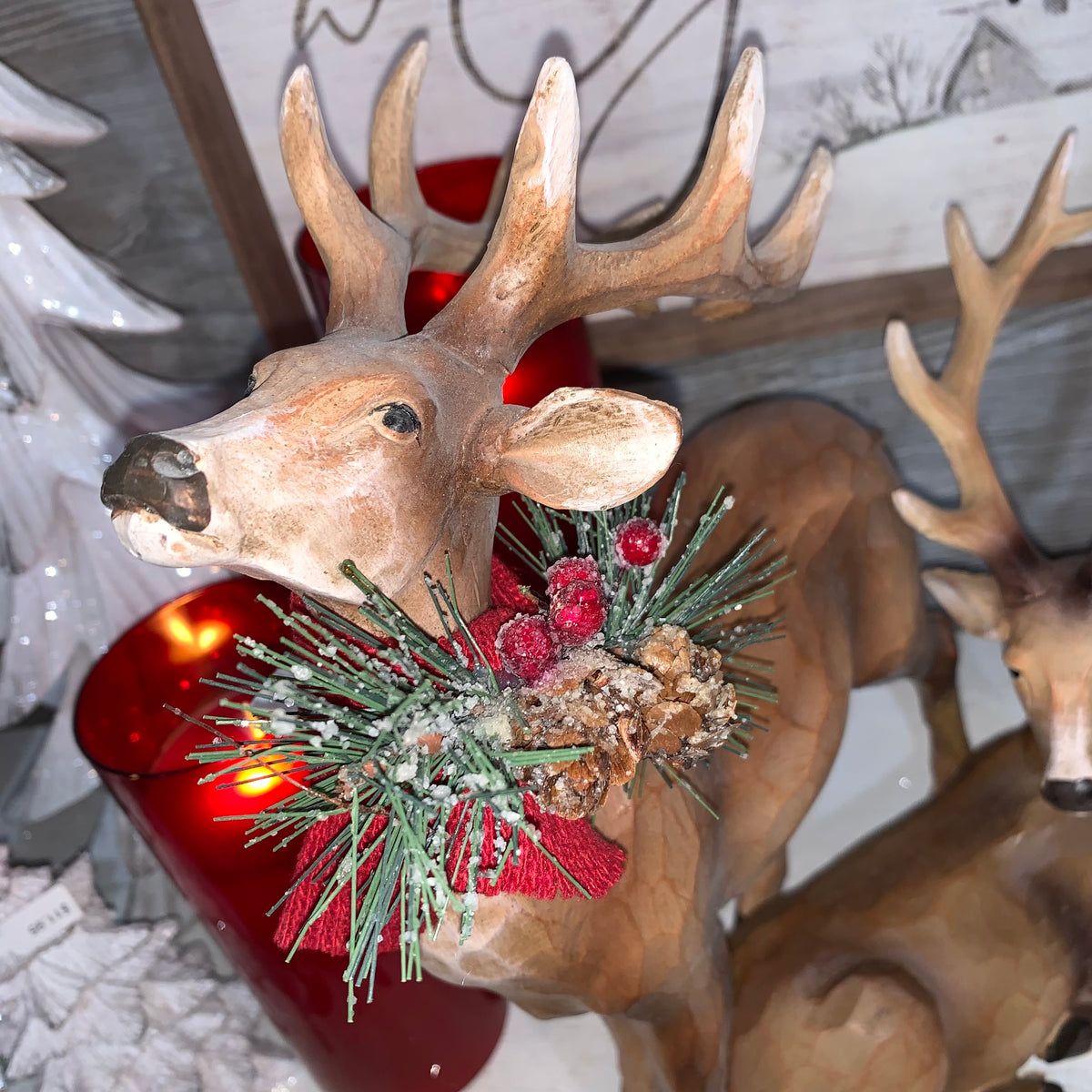 Holiday Deer with Pine Accent