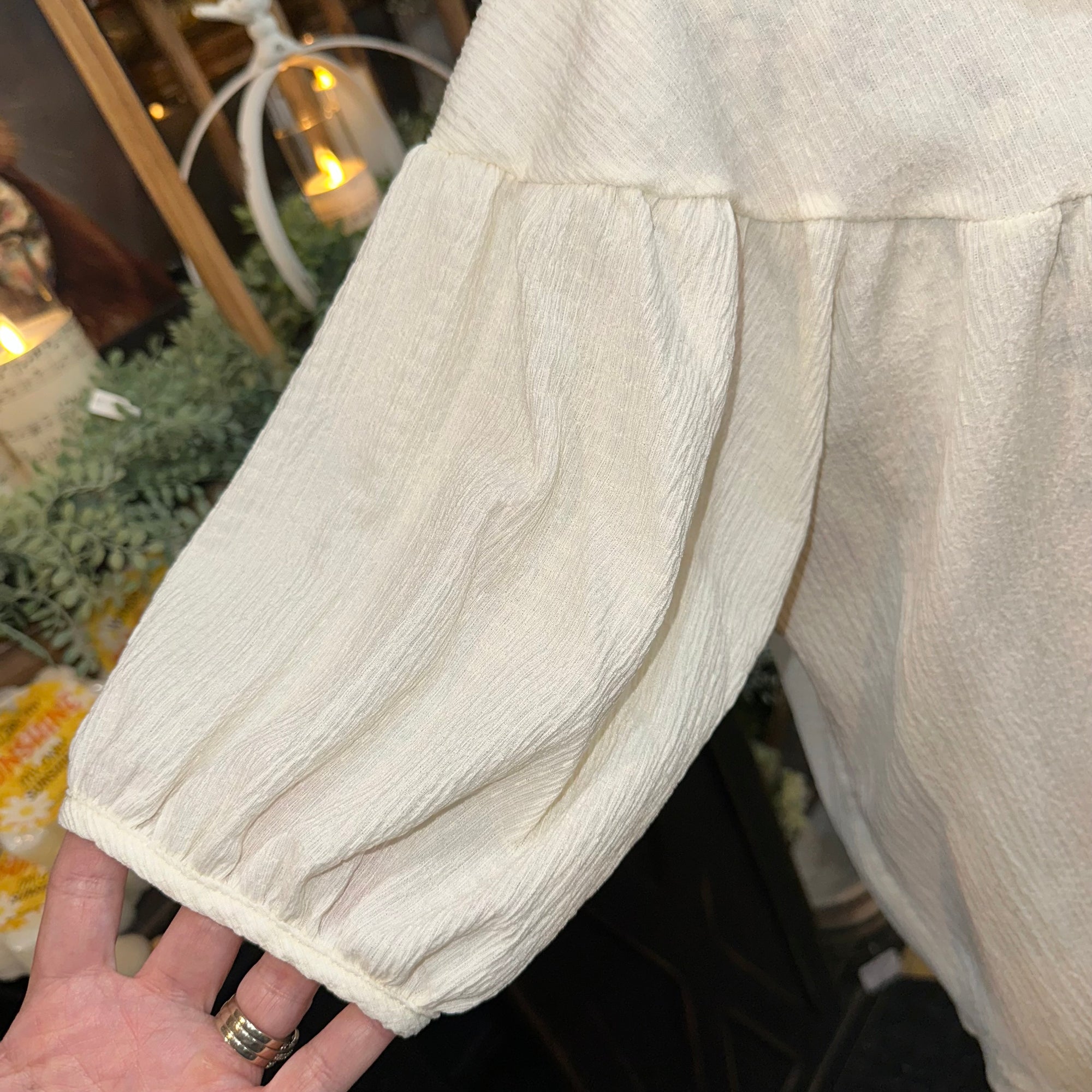 Short Sleeved Button Up Blouse | Cream