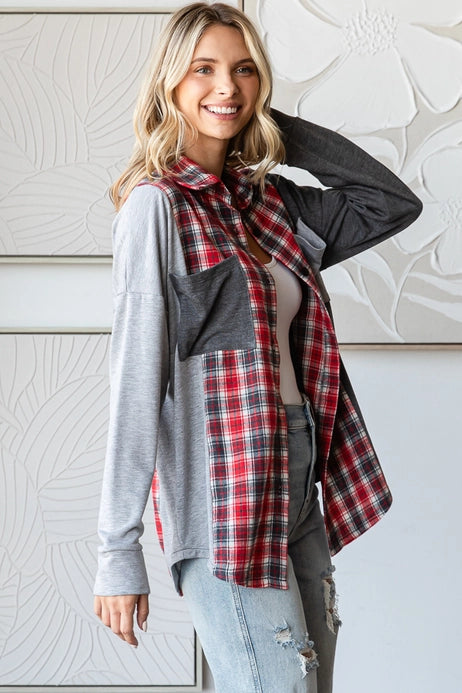 Plaid Button Up | Red &amp; Grey