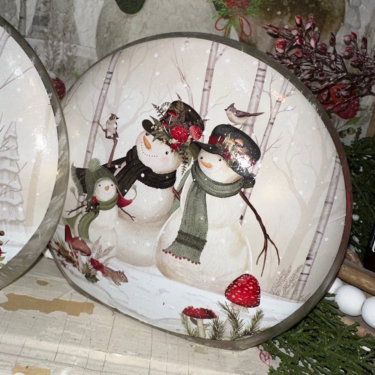 Frosted Snowman Luminary | Battery Operated