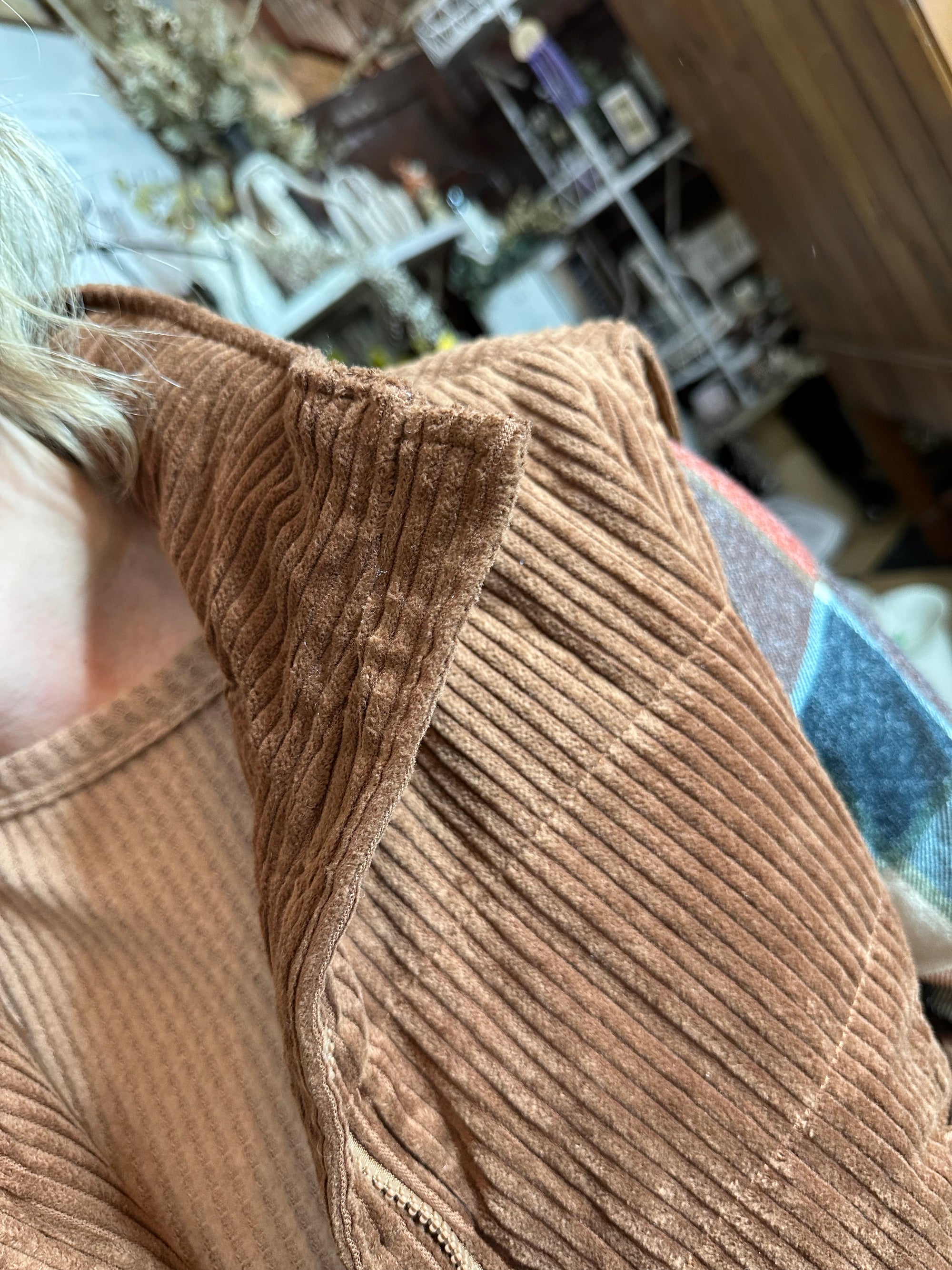 Corduroy Quilted Puffer Vest | Chestnut