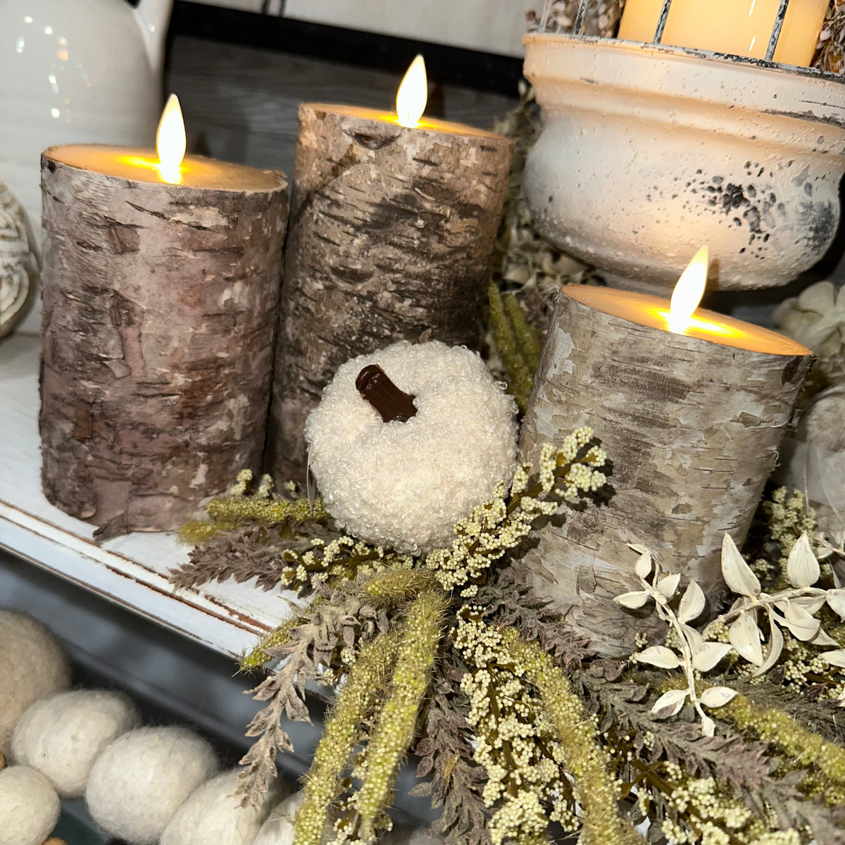 Flicker Flame Candle | Birch | Battery Operated | 5,6,7&quot;