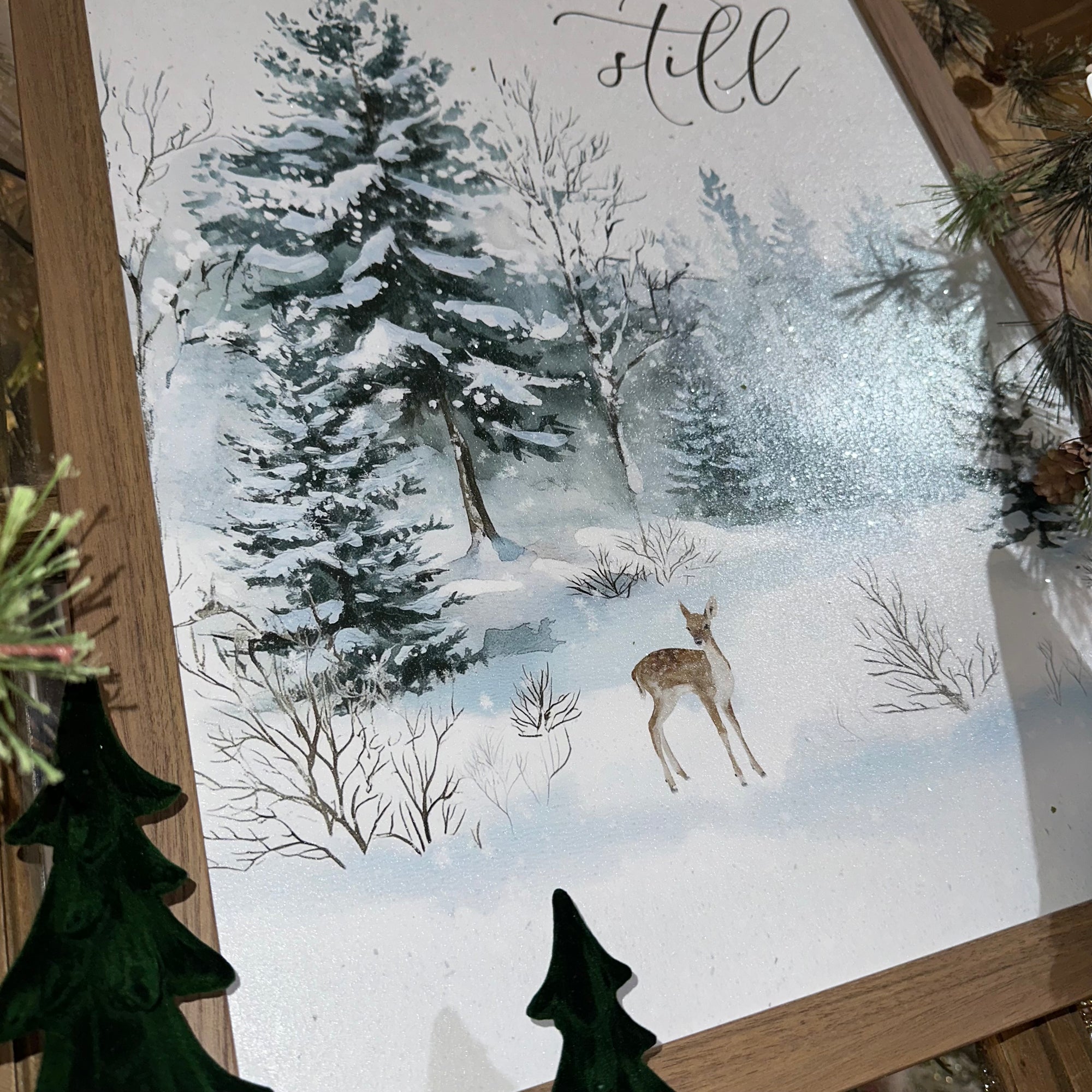 Be Still Winter Deer Scene | Framed Art